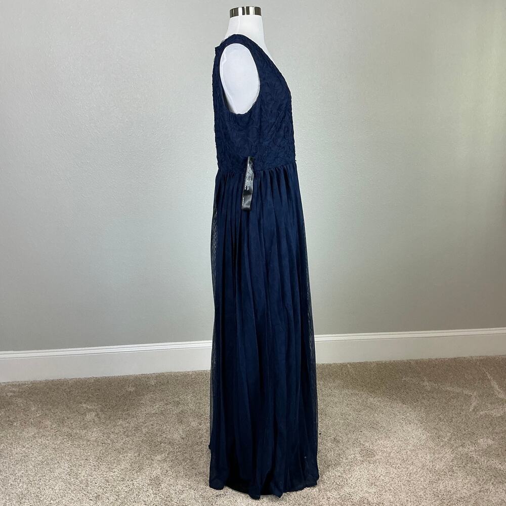 JS Collections Lace and Chiffon Sleeveless Long Evening Gown Blue Size 12 Dress - Picture 4 of 13